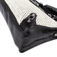 Balenciaga Black and White Raffia and Leather City Handbag