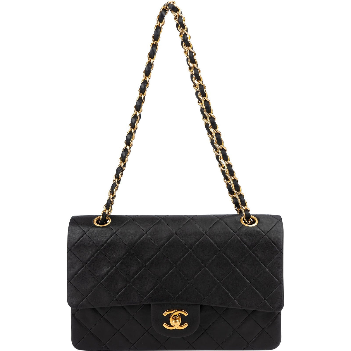 Chanel Quilted Lambskin 24K Gold Medium Double Flap Shoulder Bag