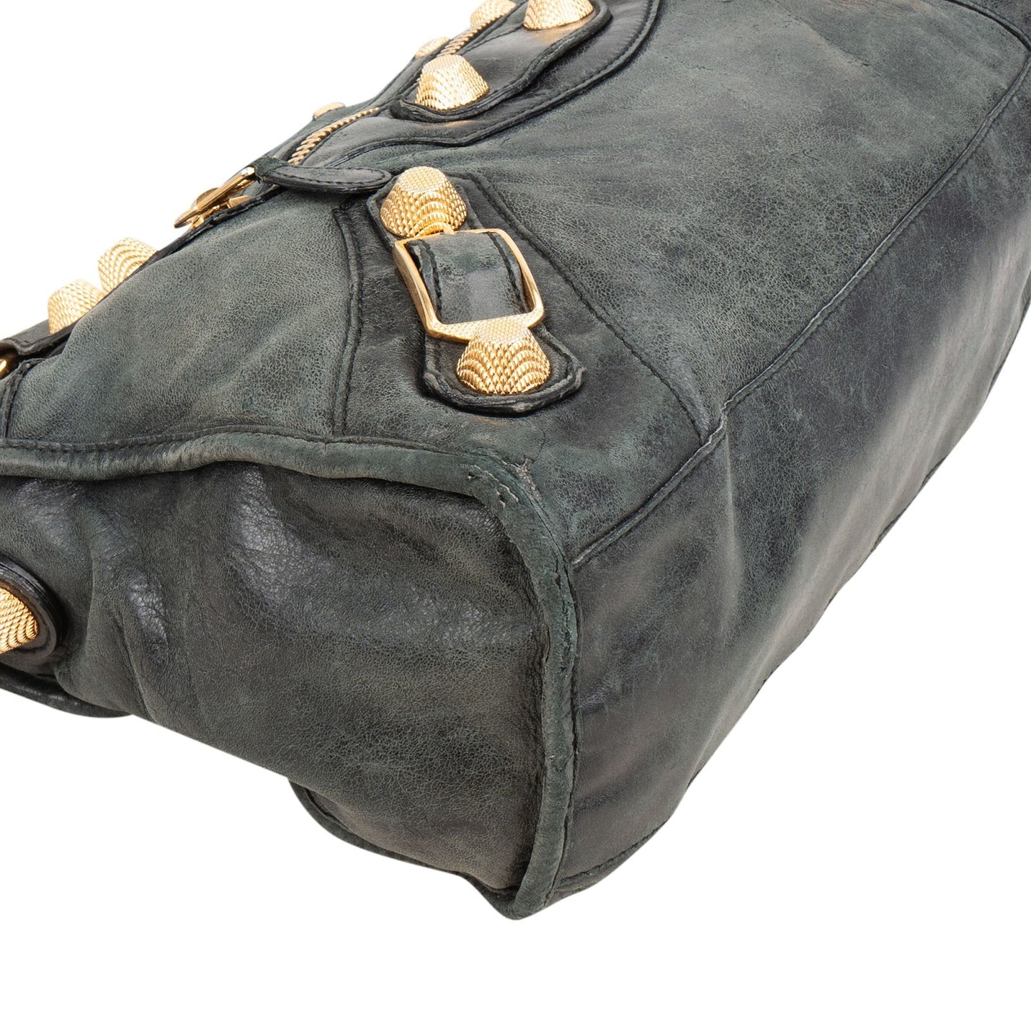 Balenciaga Dark Green Leather City Handbag