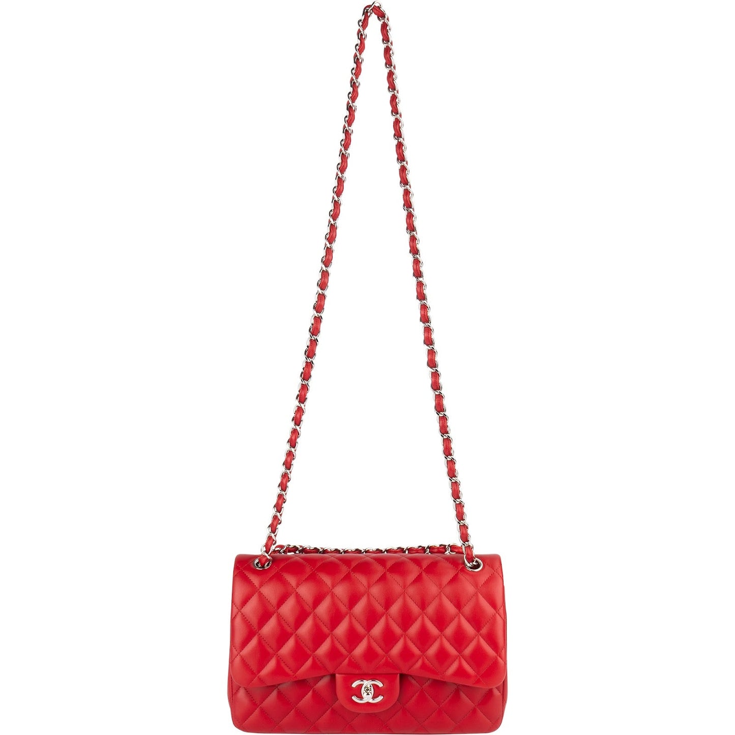 Chanel Quilted Lambskin Jumbo Double Flap Crossbody Bag