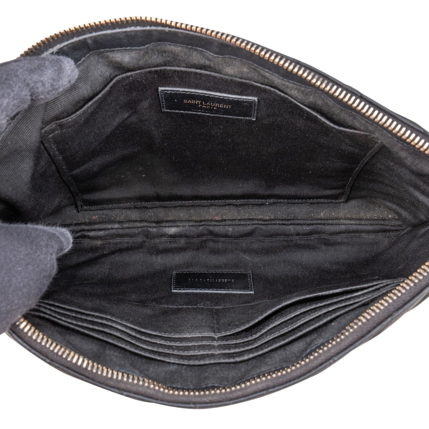 Saint Laurent Quilted Chevron Leather Clutch