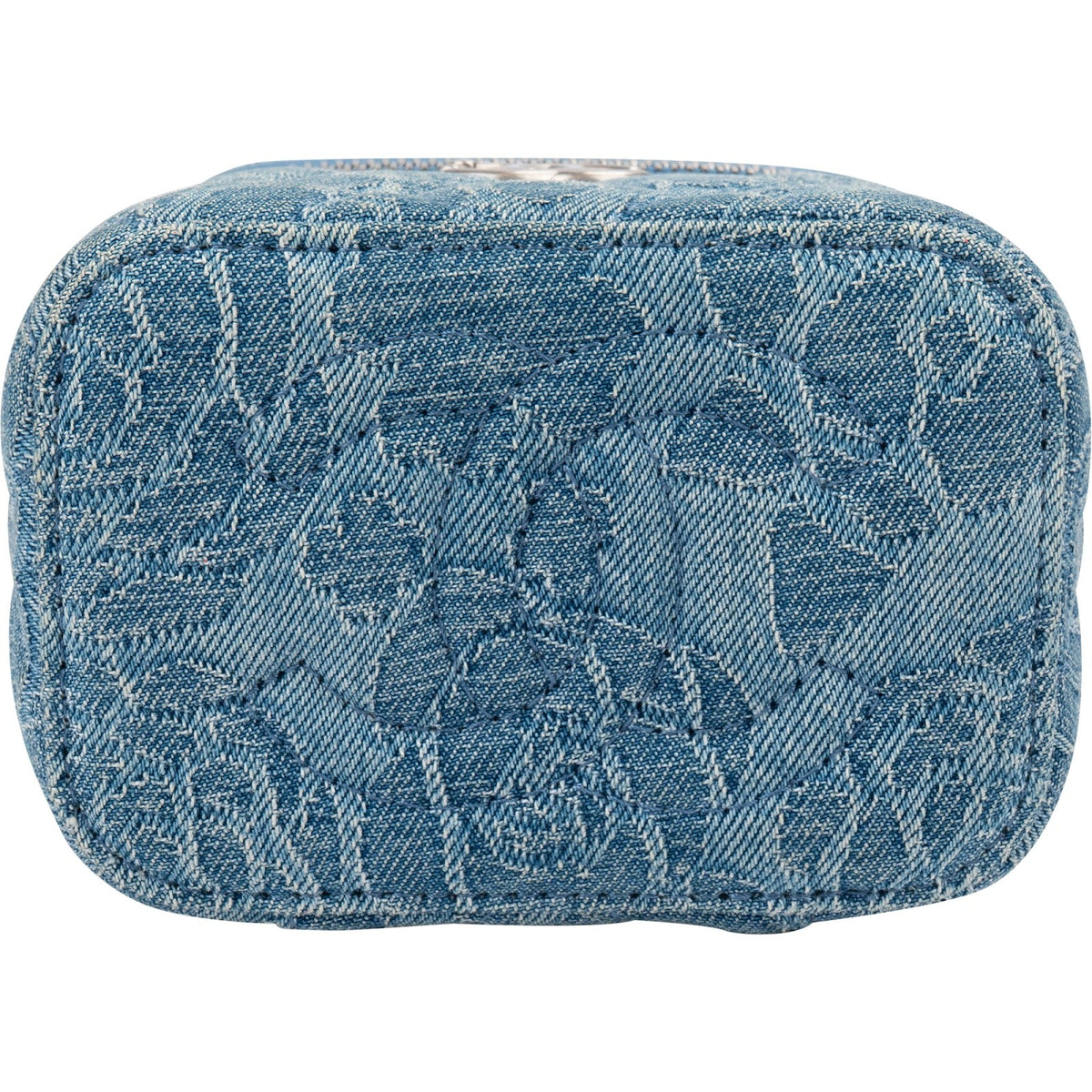 Chanel Quilted Denim Camellia Monogram Adjustable Mini Vanity Case Crossbody Bag