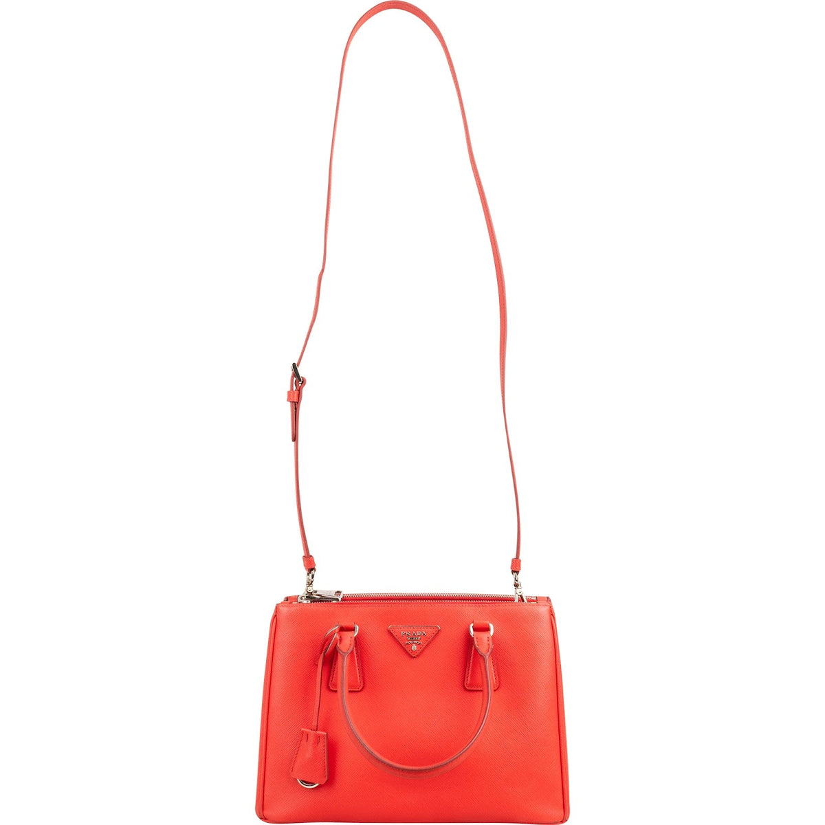 Prada Red Saffiano Leather Galleria Tote Handbag