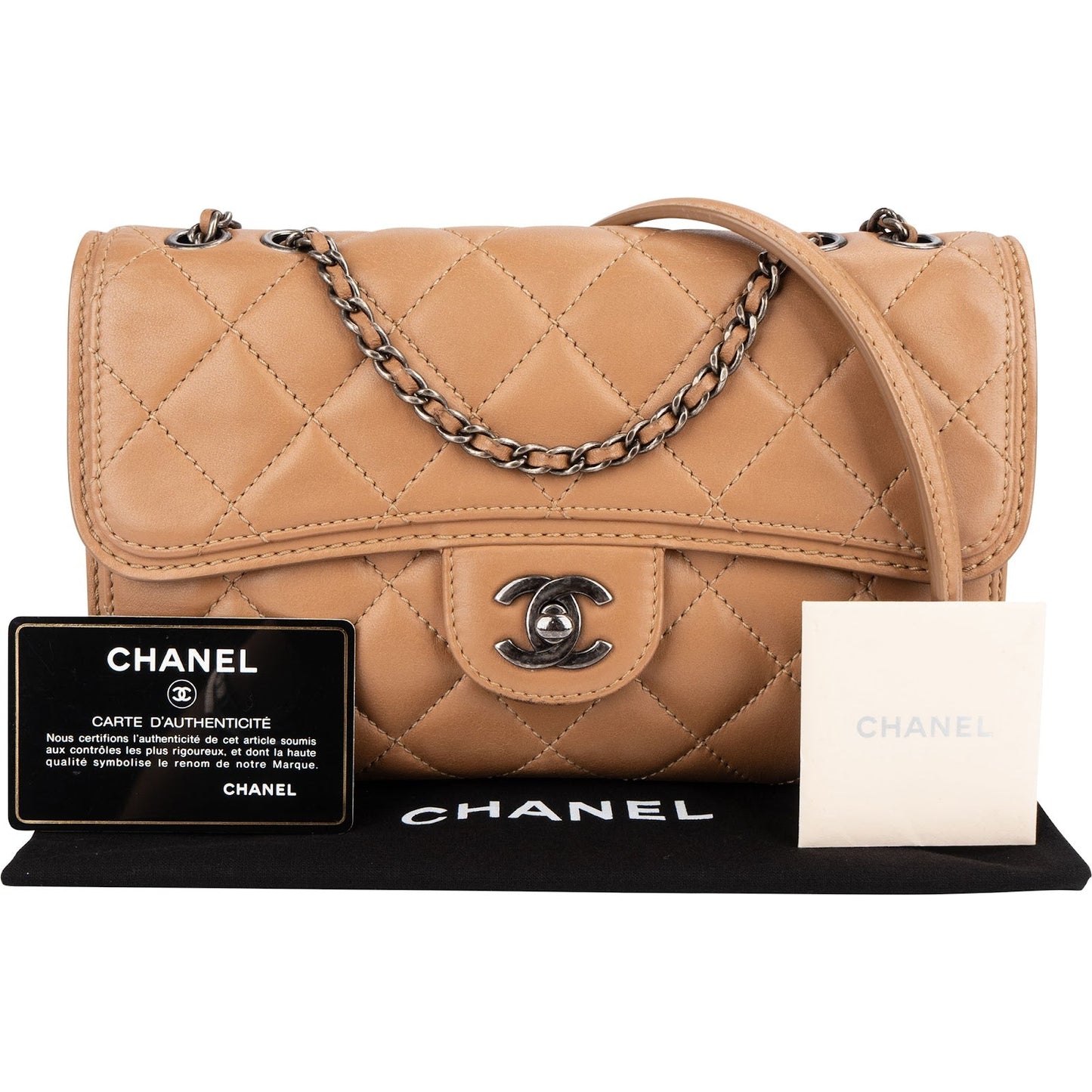 Chanel Quilted Lambskin Antique Hardware Single Flap Crossbody Bag