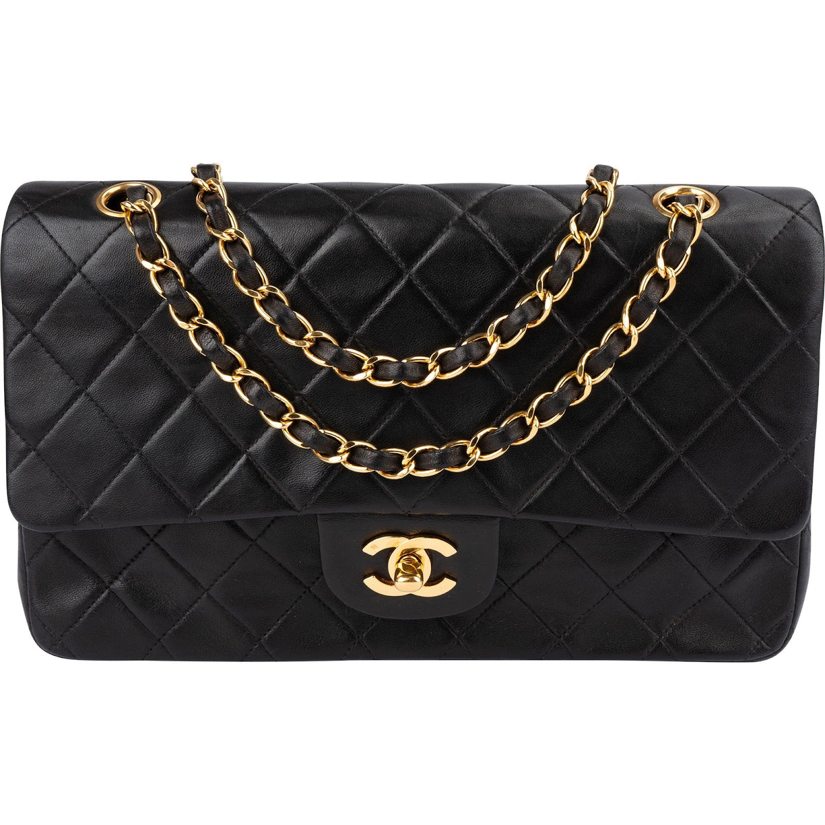 Chanel Quilted Lambskin 24K Gold Medium Double Flap Shoulder Bag