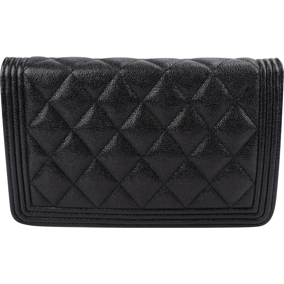 Chanel Quilted Caviar Leather Small Boy Wallet On Chain Crossbody Bag