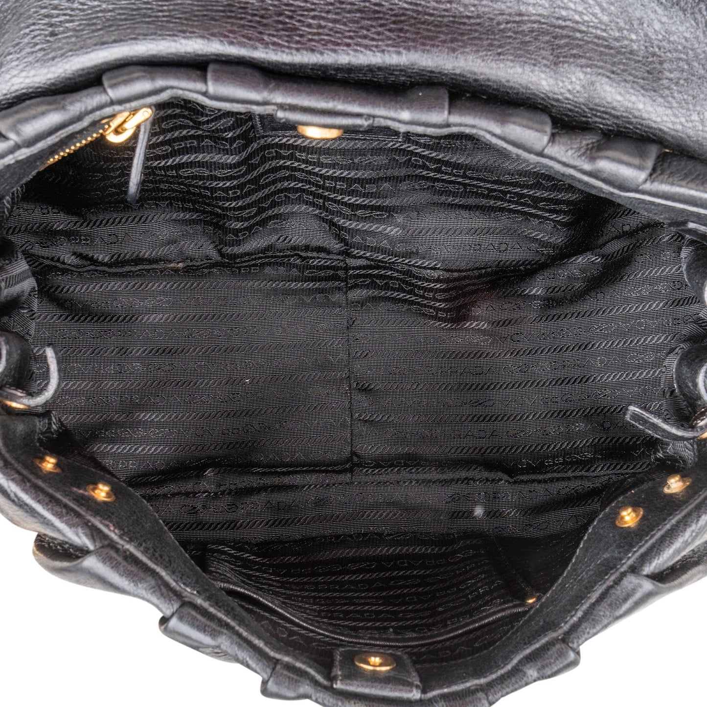 Prada Black Leather Cervo Lux Dragon Satchel Handbag