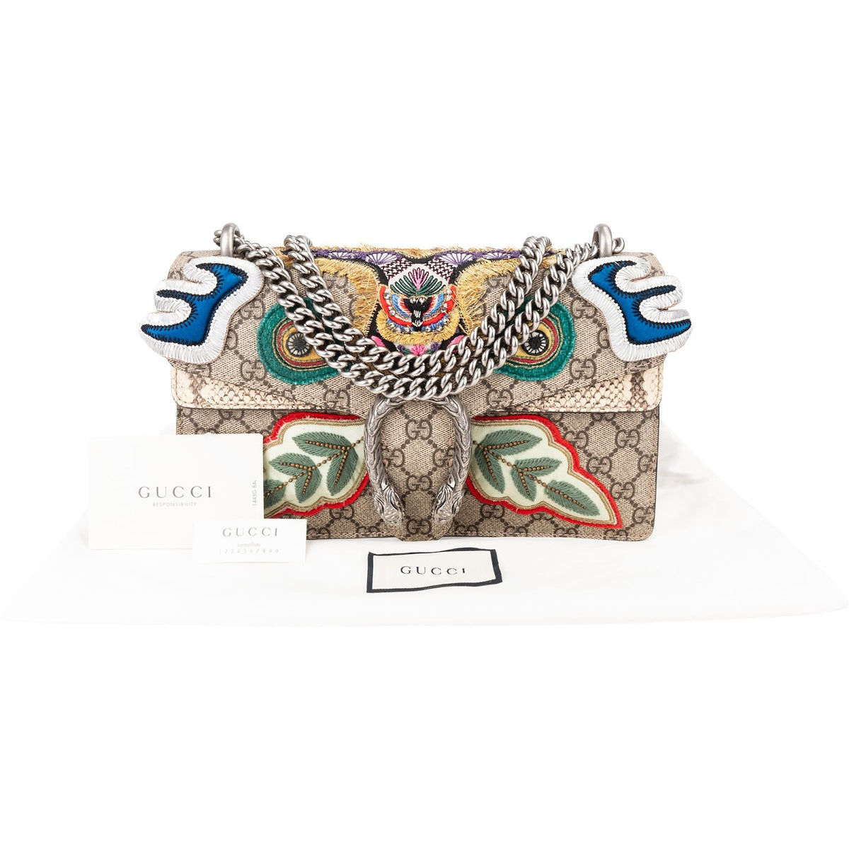 Gucci Limited Monogram GG Supreme Canvas Embroidered Dionysus Shoulder Crossbody Bag