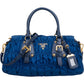 Prada Blue Tessuto Gaufre Satchel Handbag