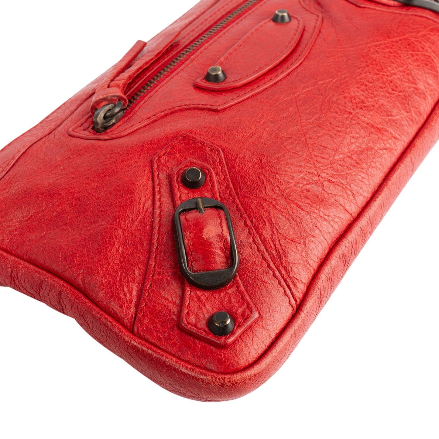 Balenciaga Red Leather Mini City Crossbody Bag