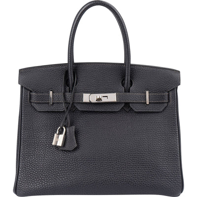 Hermès Dark Bleu Togo Palladium Birkin 30 Handtasche in Navy