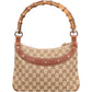 Gucci Monogram GG Bamboo Handle Studded Hobo Handbag