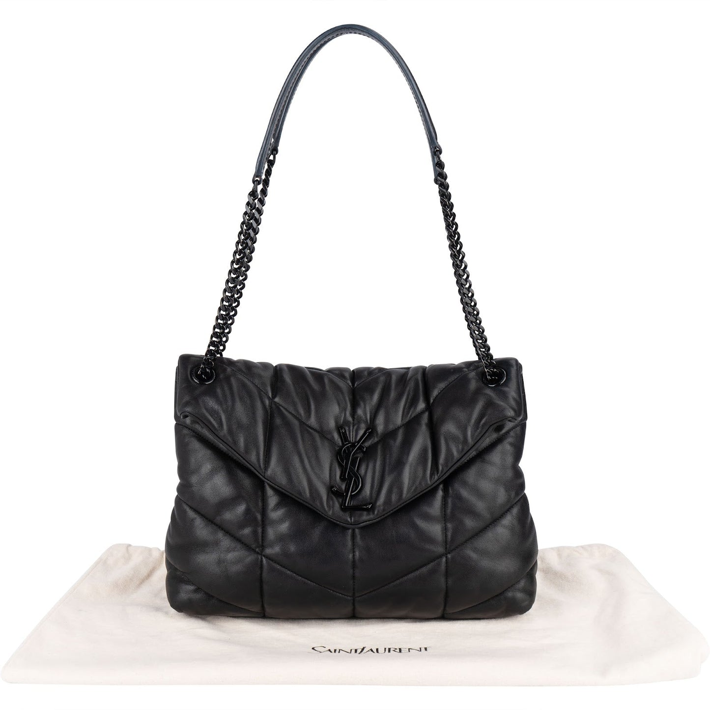 Saint Laurent Quilted Lambskin Medium Puffer Crossbody Bag