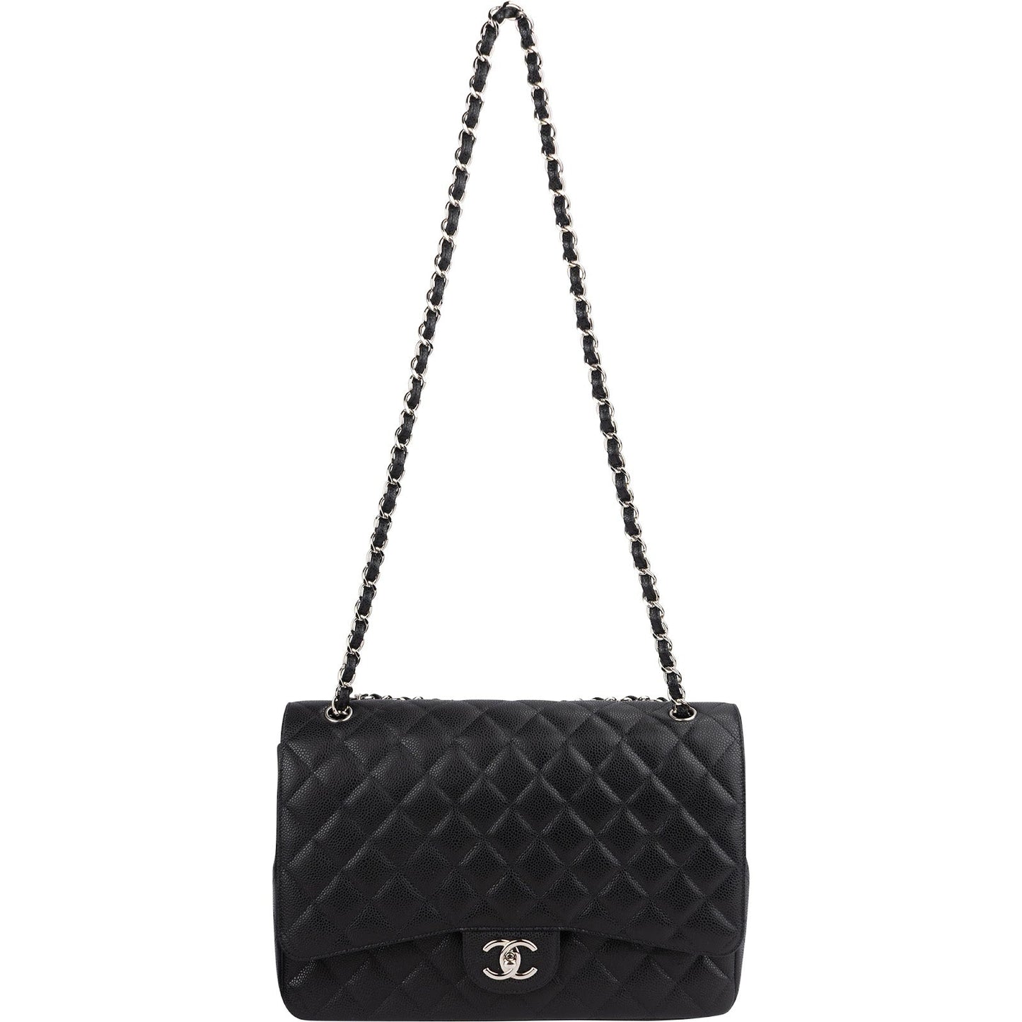 Chanel Quilted Caviar Leather Maxi Double Flap Crossbody Bag