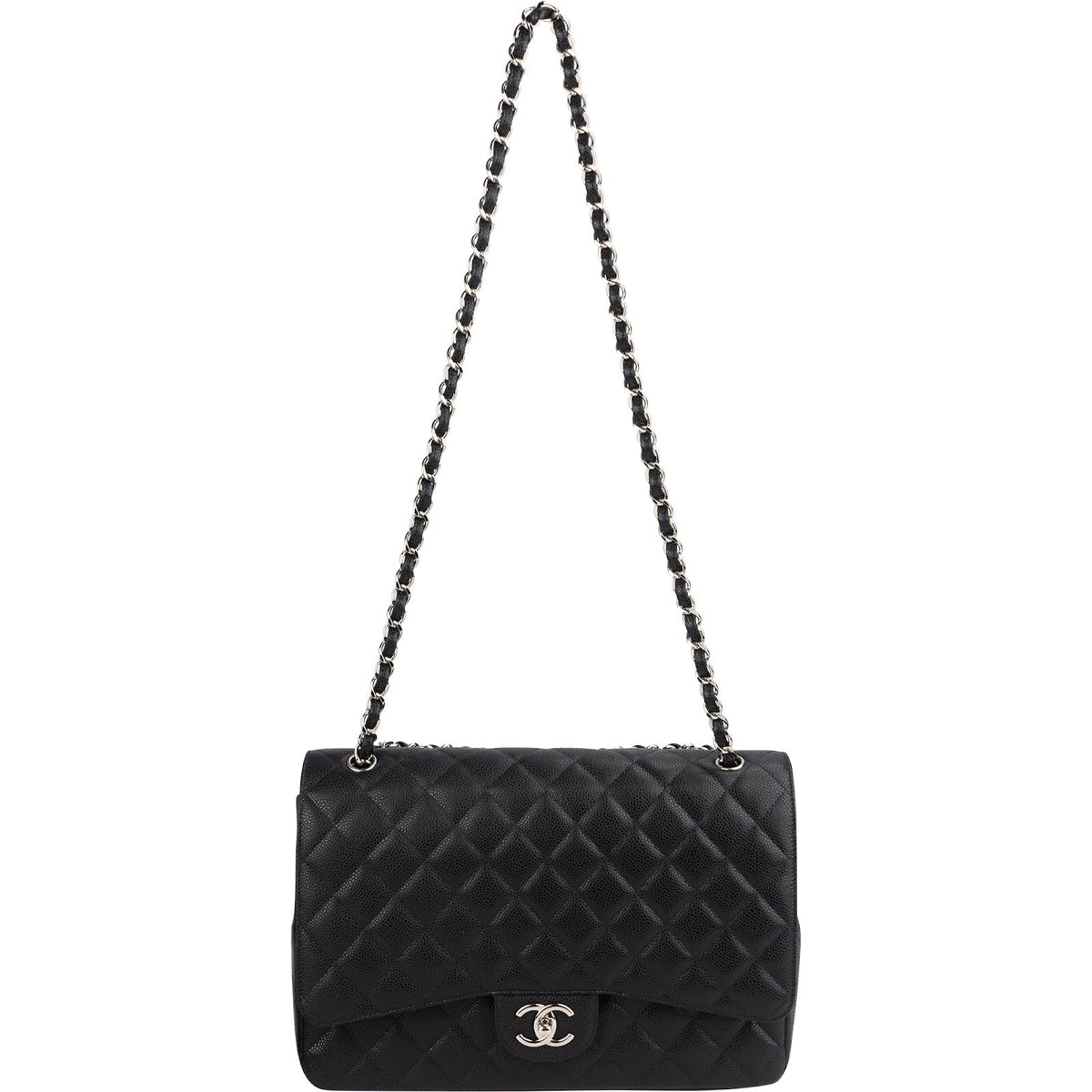 Chanel Quilted Caviar Leather Maxi Double Flap Crossbody Bag