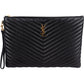 Saint Laurent Quilted Leather Large Monogram Clutch