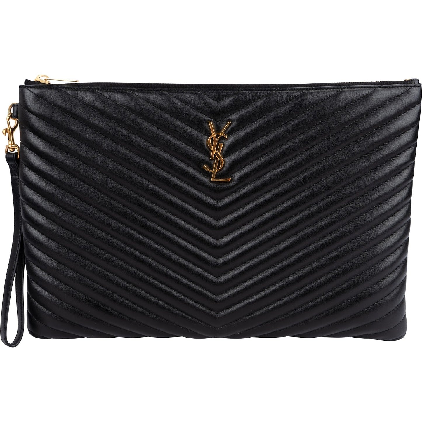 Saint Laurent Quilted Leather Large Monogram Clutch