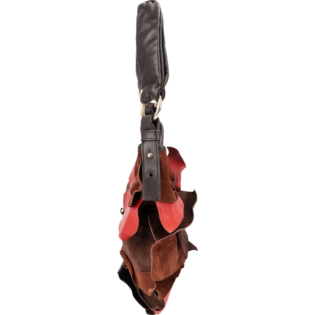 Yves Saint Laurent Suede Leather Nadja Ruffle Shoulder Bag