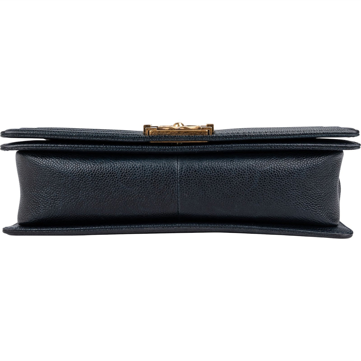 Chanel Quilted Navy Caviar Leather Large Boy Single Flap Crossbody Bag