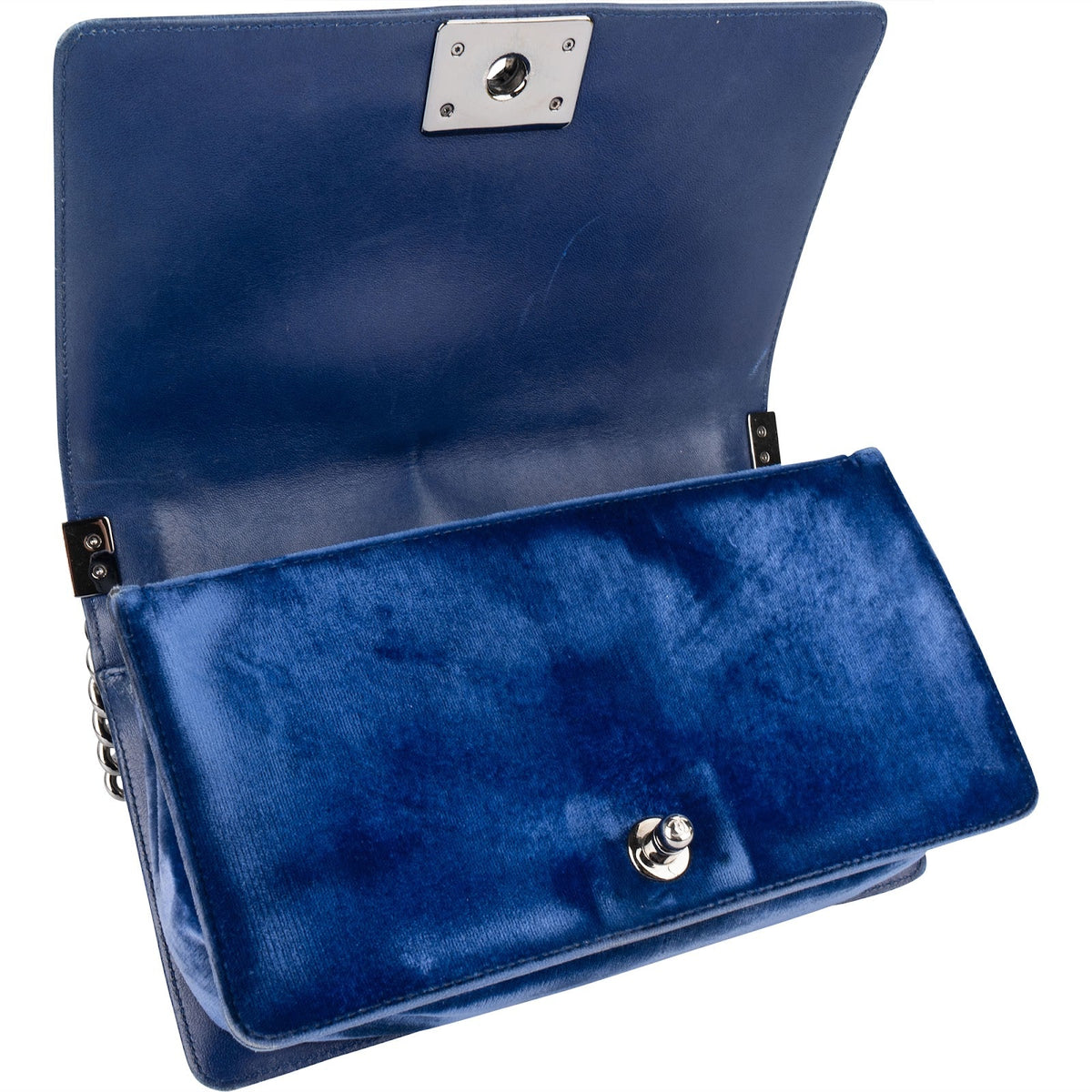 Chanel Blue Velvet Medium Boy Crossbody Bag
