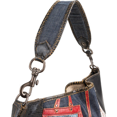 Miu Miu Denim Patch Applique Patchwork Shopper Shoulder Bag