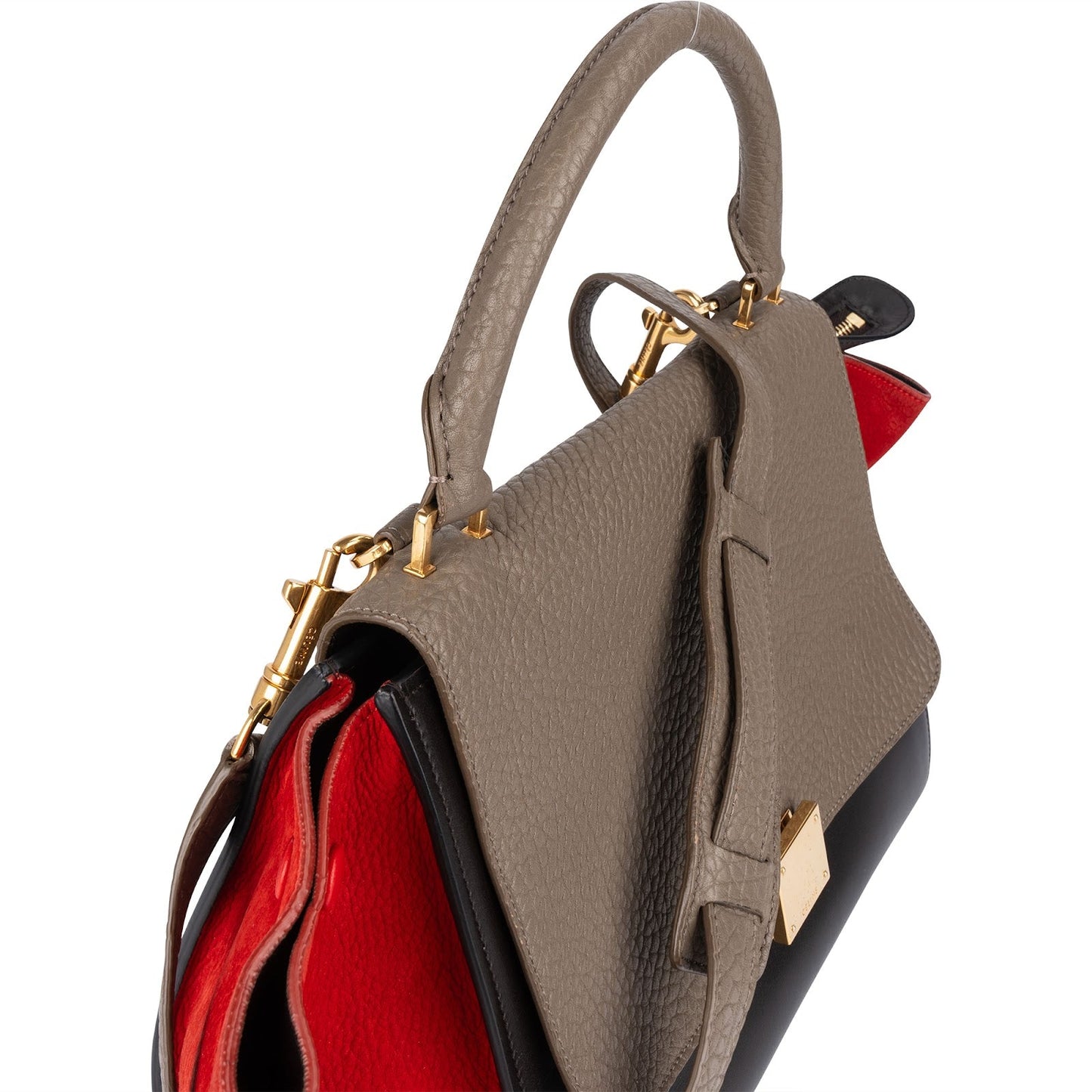 Céline Suede Leather Trapeze Handbag Tricolor