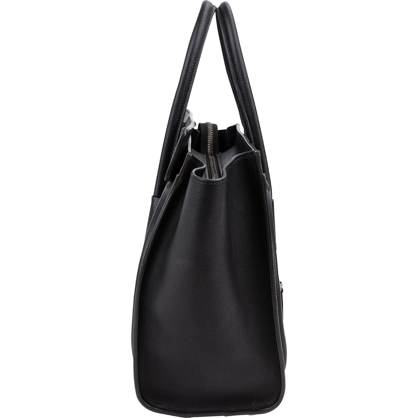 Céline Black Grained Leather Luggage Handbag