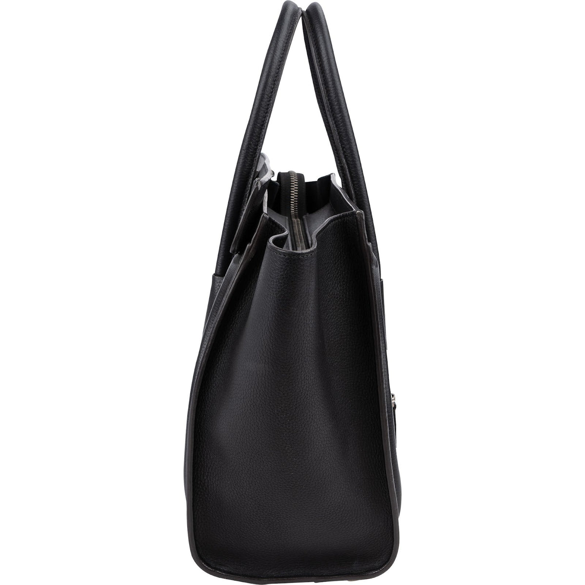 Céline Black Grained Leather Luggage Handbag