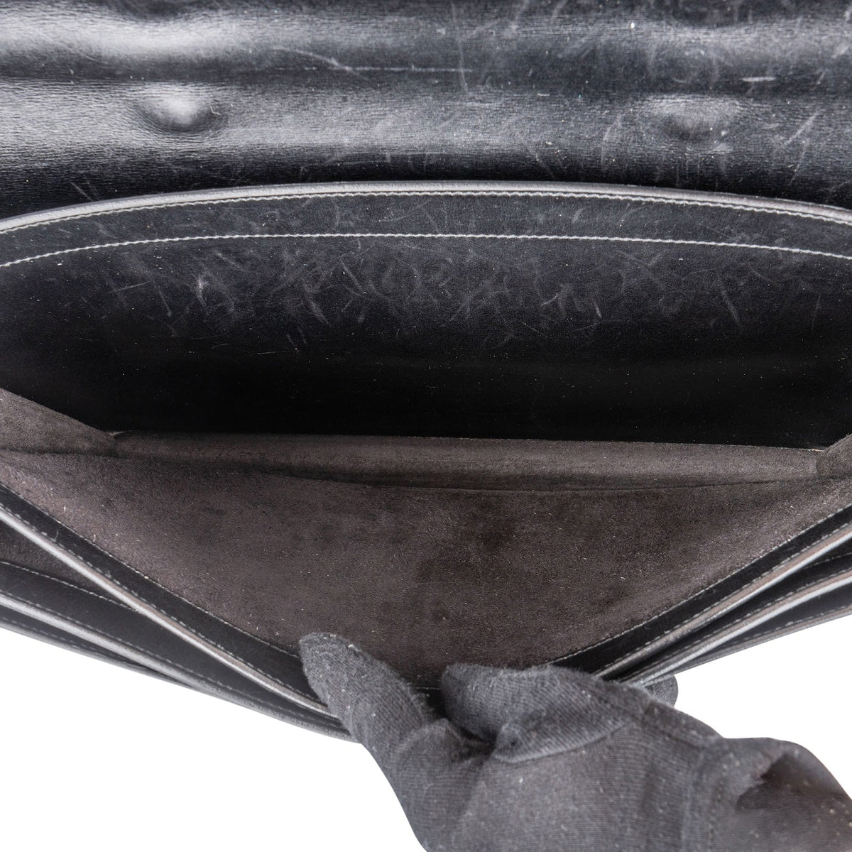 Hermès Noir Box Calf Leather Sac à Dépêches Business Handbag