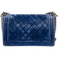 Chanel Blue Velvet Medium Boy Crossbody Bag