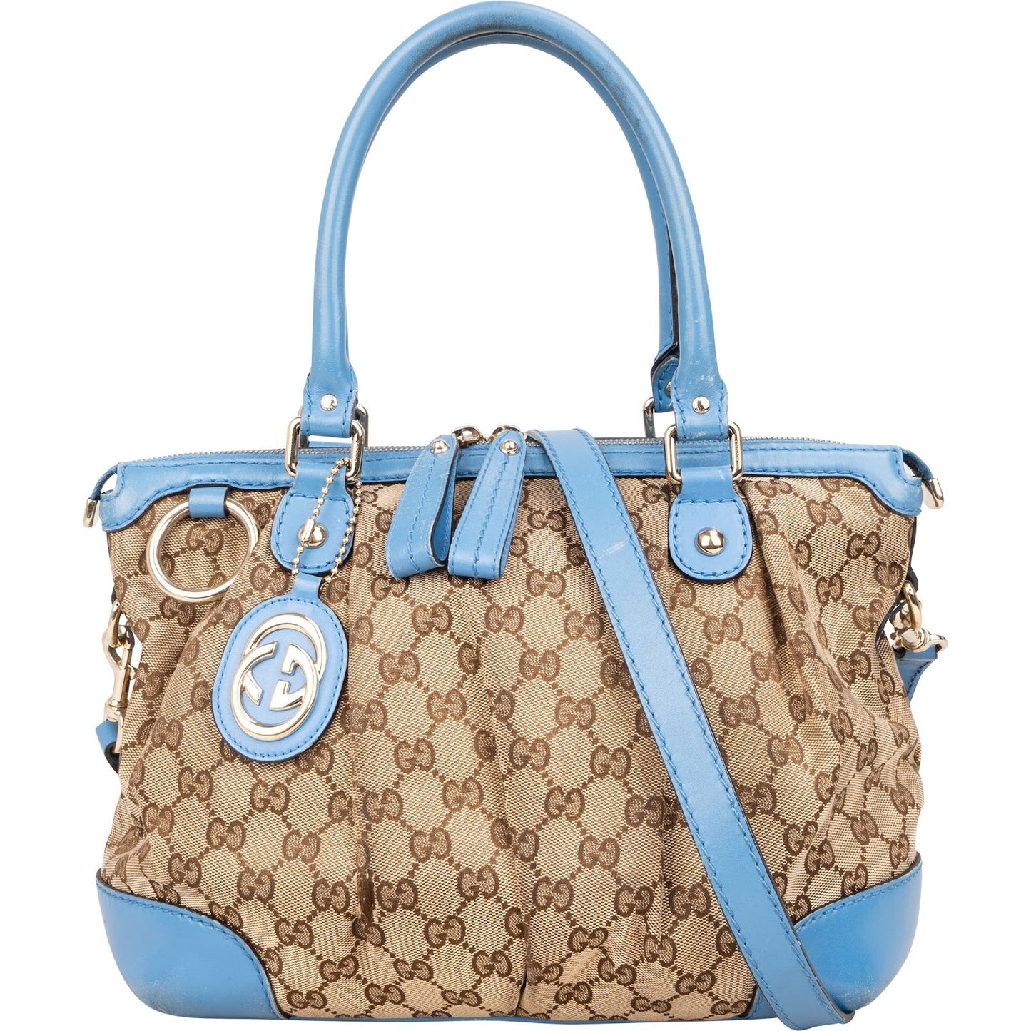 Gucci Monogram GG Blue Leather Sukey Handbag