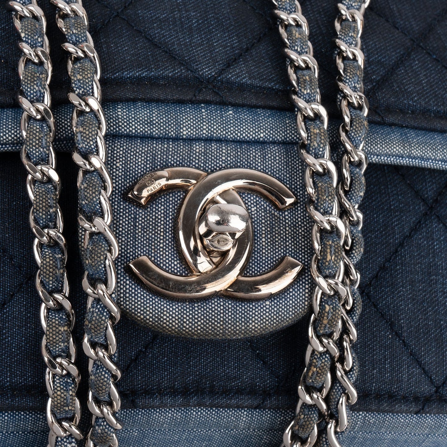Chanel Quilted Denim Medium Single Flap Crossbody Bag