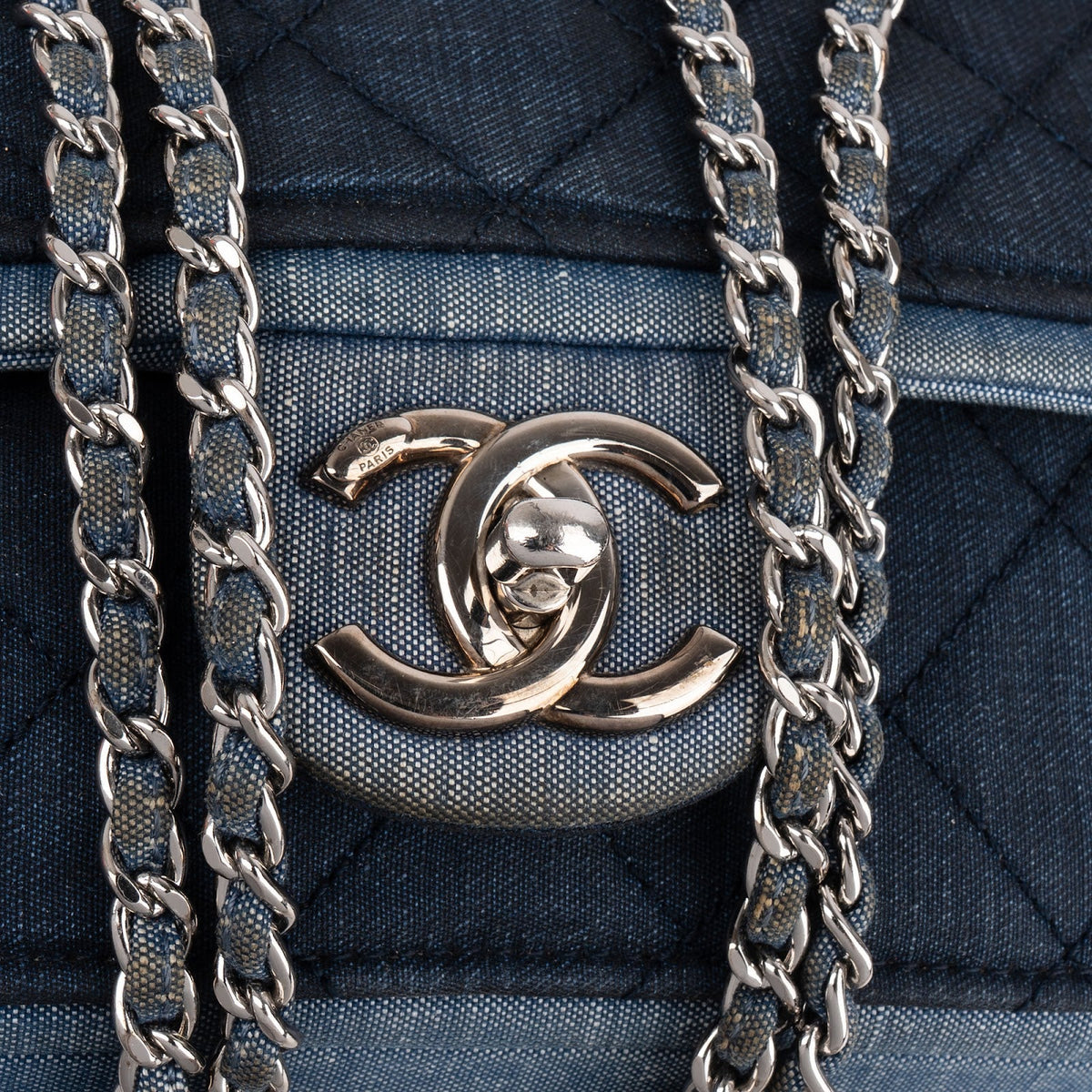 Chanel Quilted Denim Medium Single Flap Crossbody Bag
