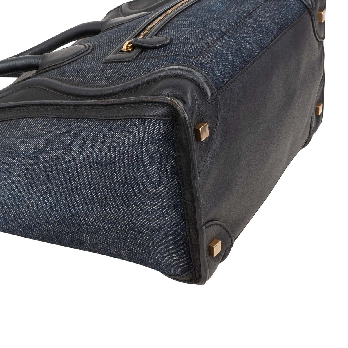 Celine Luggage Tote aus Denim und Leder – Ansicht 7