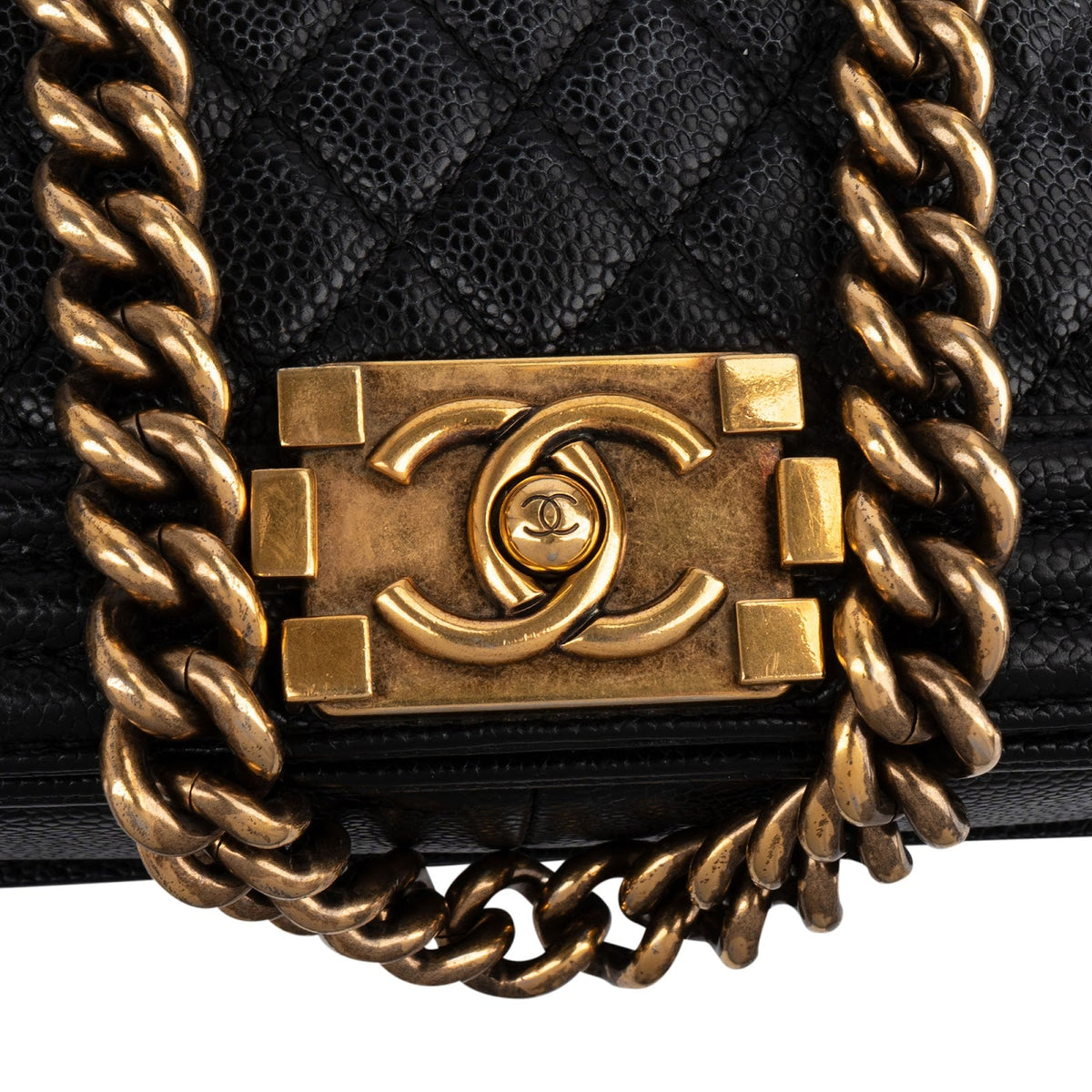 Chanel Quilted Caviar Leather Boy Single Flap Crossbody Bag