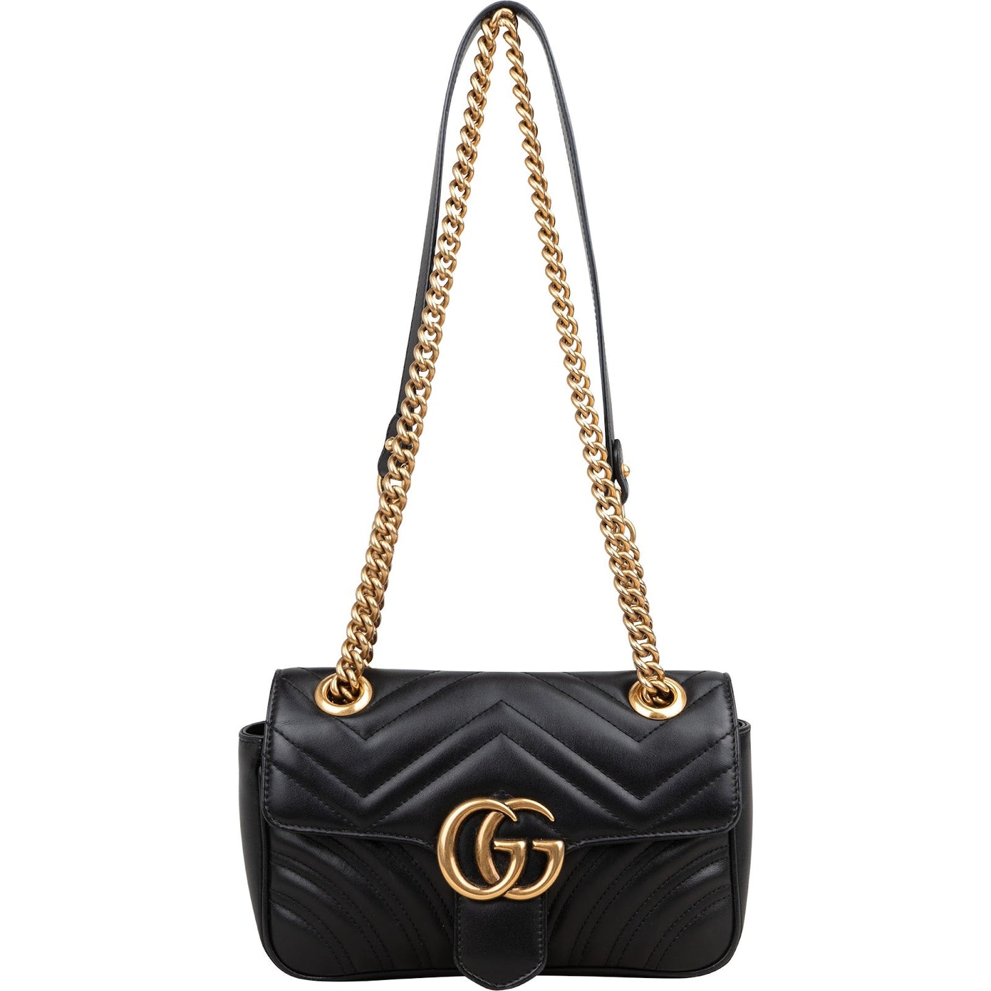 Gucci Red Leather GG Marmont Flap Crossbody Bag