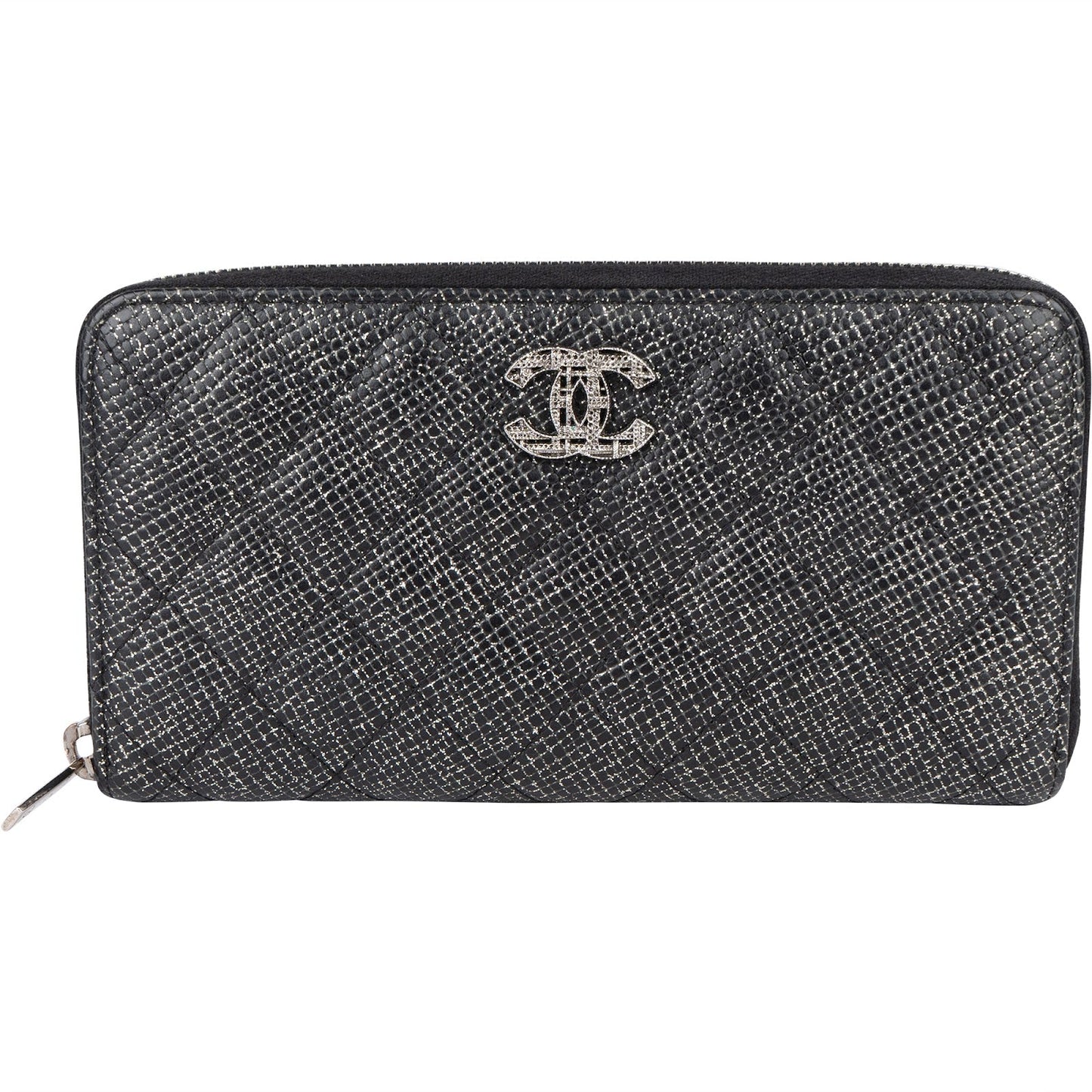 Chanel Quilted Glittered Caviar Leathe CC Wallet