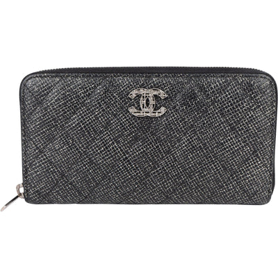 Chanel Quilted Glittered Caviar Leathe CC Wallet
