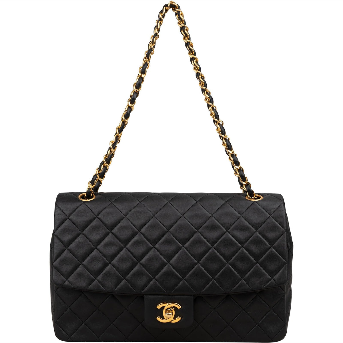 Chanel Quilted Lambskin 24K Gold Single Flap Shoulder Bag