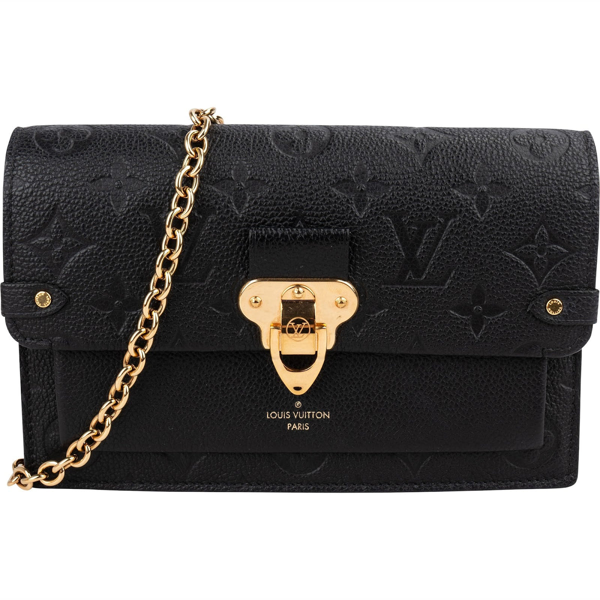 Louis Vuitton Noir Leather Empreinte Monogram Vavin Chain Crossbody Bag