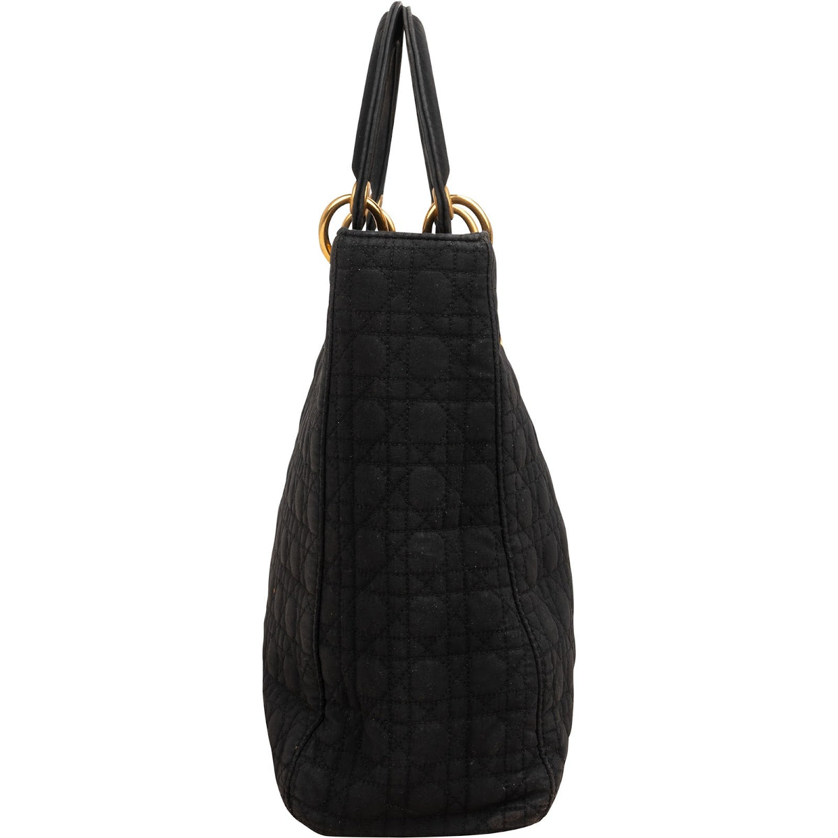 Christian Dior Quilted Nylon Cannage Large Lady Dior Handbag
