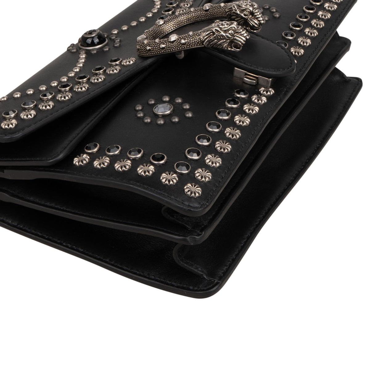 Gucci Black Soft Leather Dionysus Studded Shoulder Bag