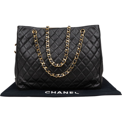 Chanel Quilted Lambskin Large CC Shopping Tote Shoulder Bag