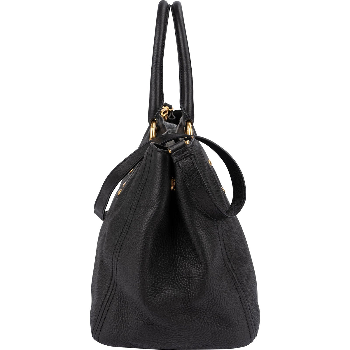 Prada Black Vitello Daino Leather Tote Handbag