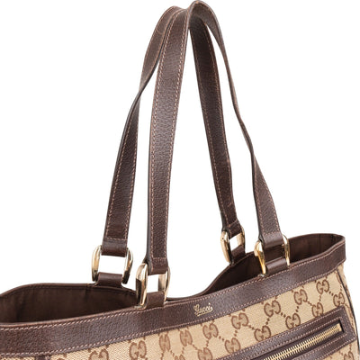 Gucci Monogram GG Canvas Abbey Double Pocket Tote Shoulder Bag