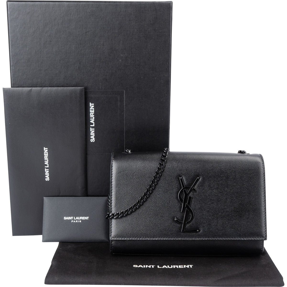 Saint Laurent Grain De Poudre Leather Kate Chain Crossbody Bag