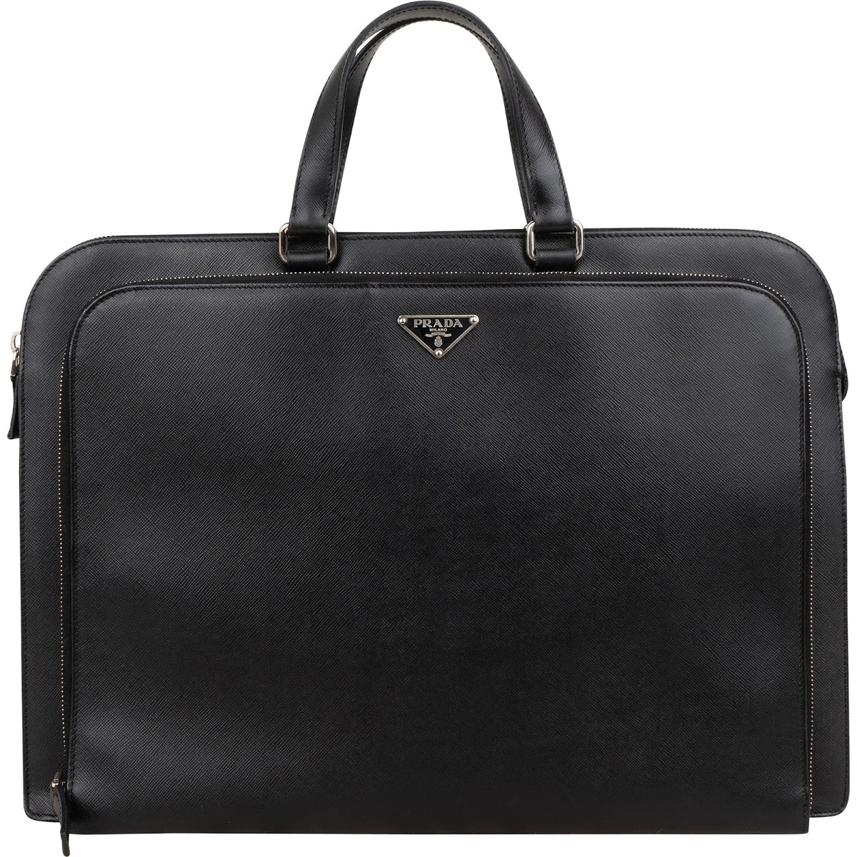 Prada Saffiano Leather Triangle Briefcase Handbag
