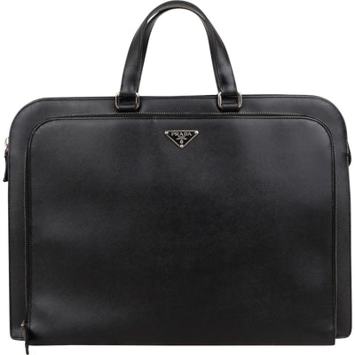 Prada Saffiano Leather Triangle Briefcase Handbag