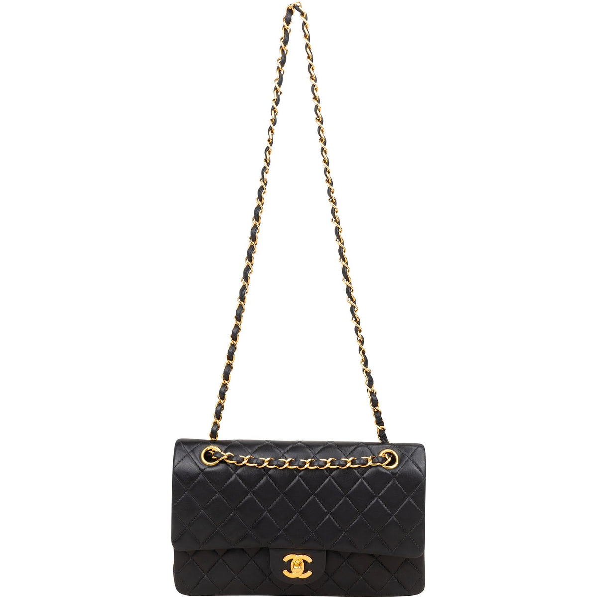 Chanel Quilted Lambskin Medium 24K Gold Double Flap Shoulder Bag