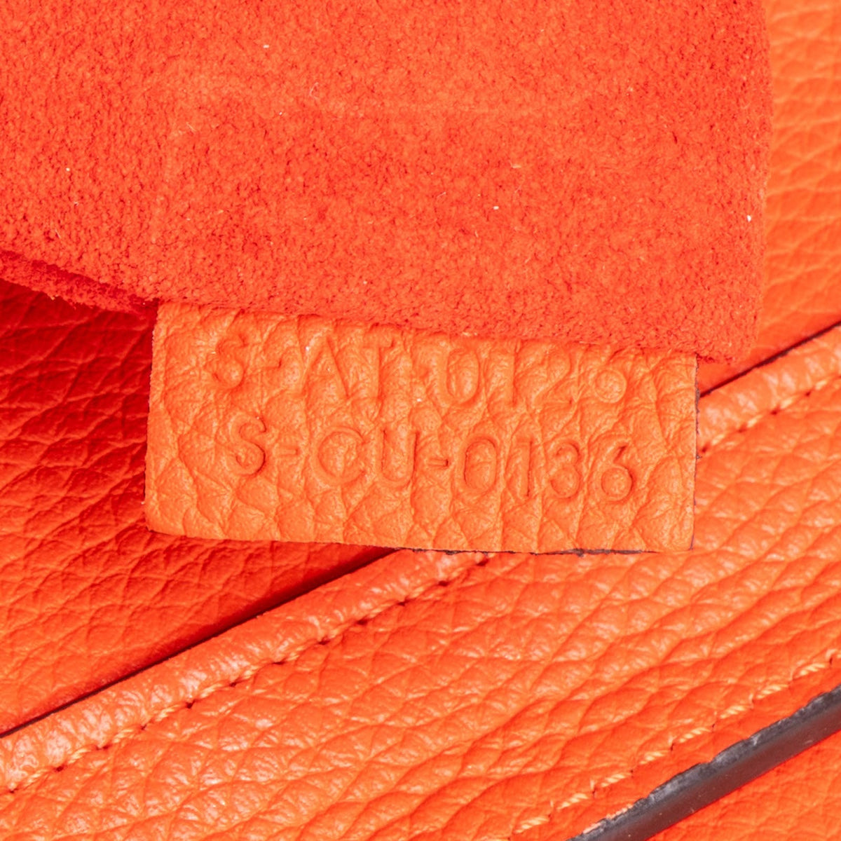 Céline Orange Grained Leather Luggage Handbag